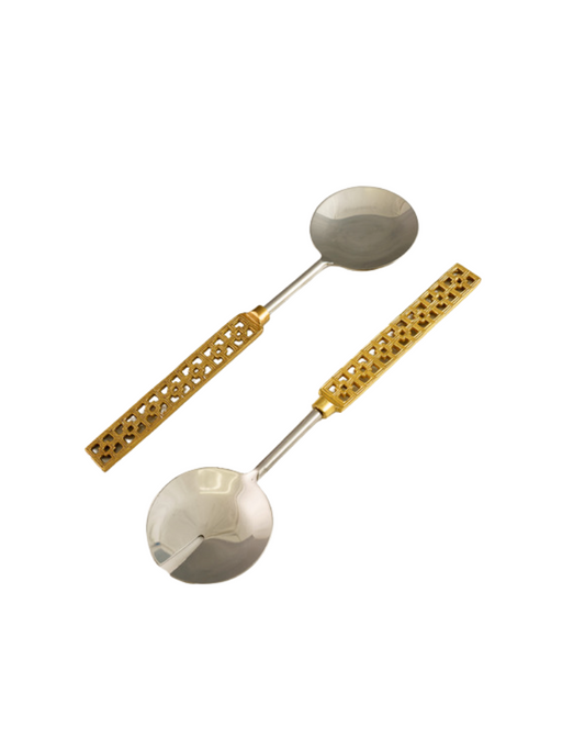 Gold Brass Lattice Salad Servers