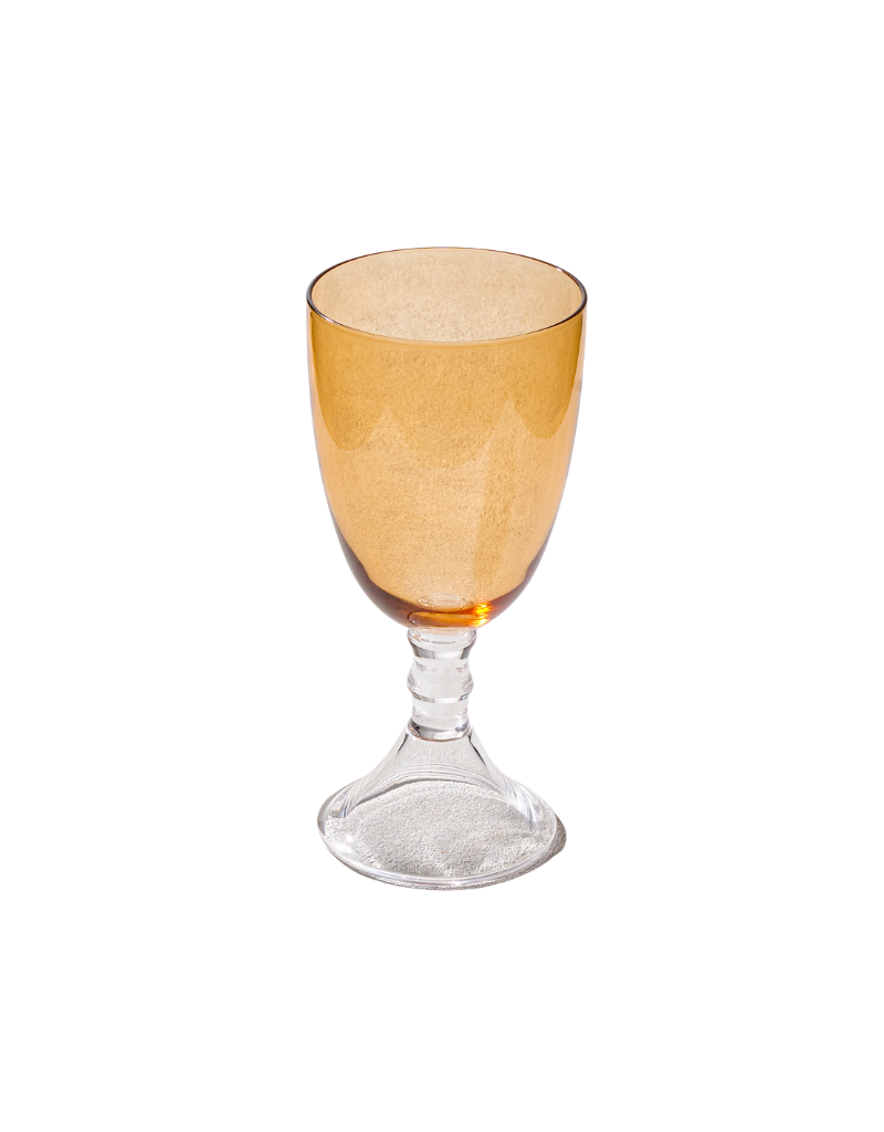 Set of 6 Vikko - Iris Glass Goblet Amber with Clear Stem 18 Oz