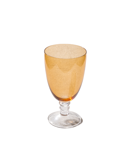 Vikko Iris Amber Glass Goblets with Clear Stem 20.5 Oz