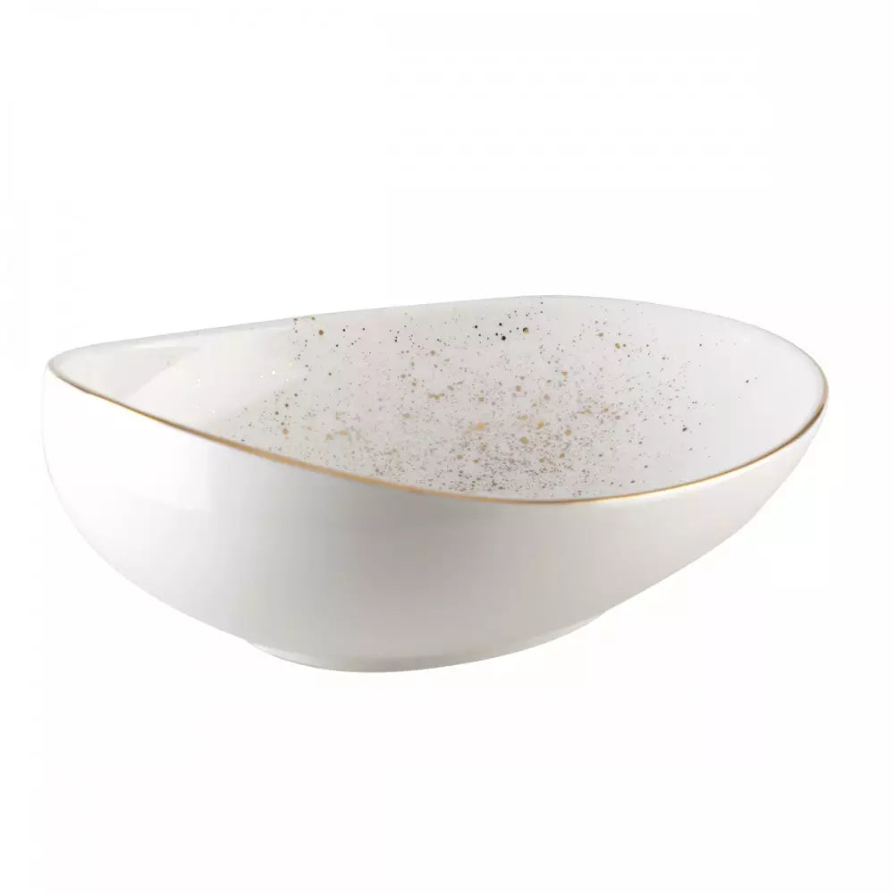 Gold and White Oval Bowl