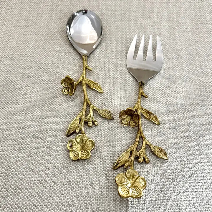 Gold Floral Salad Servers