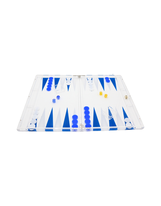 Blue Acrylic Backgammon Set