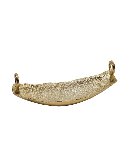 Gold Boat Shaped Dish Hammered Finish