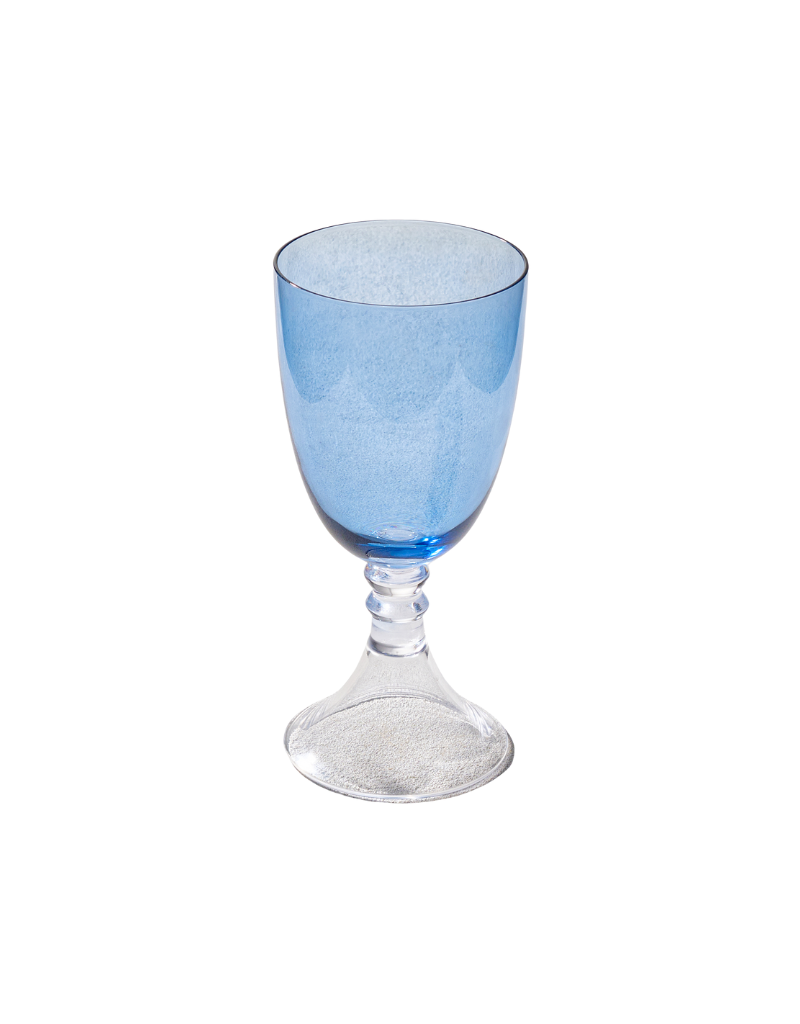 Vikko Iris Blue Glass Goblets with Clear Stem 18 Oz
