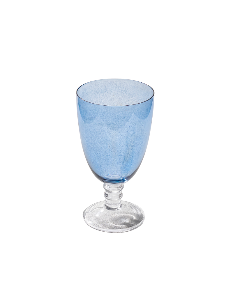 Vikko Iris Blue Glass Goblets with Clear Stem 20.5 Oz