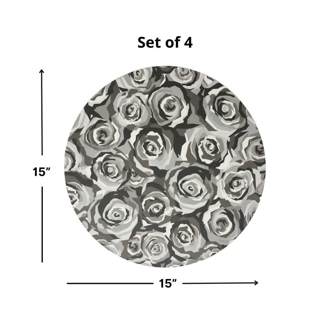 Elizabeth Sutton Collection: Grayscale Roses Vinyl Placemat Set