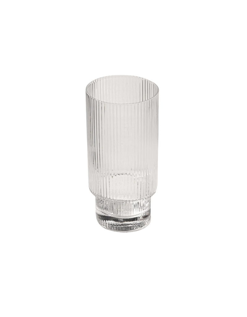 Vikko Clear Malibu Ribbed Highball Glasses 13.5 Oz