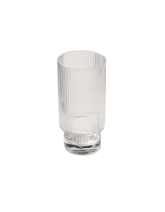 Vikko Clear Malibu Ribbed Highball Glasses 13.5 Oz