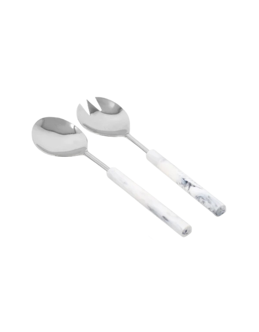 Salad Server Set with Marble Handle