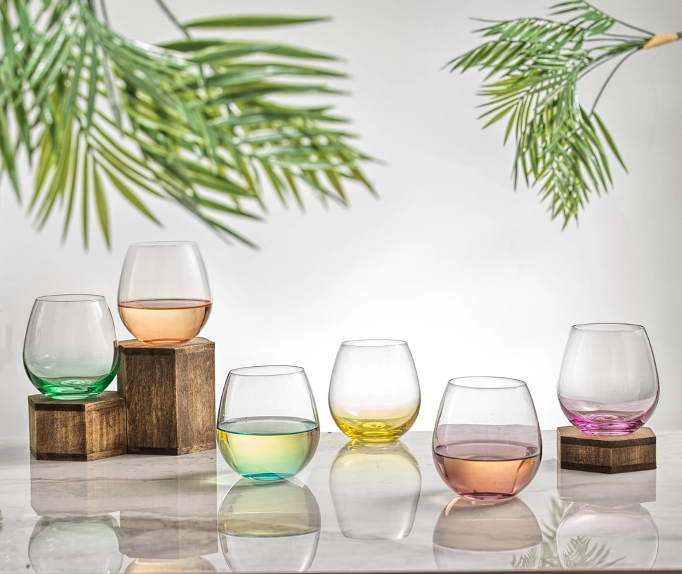 Hue Colored Stemless Wine Glasses