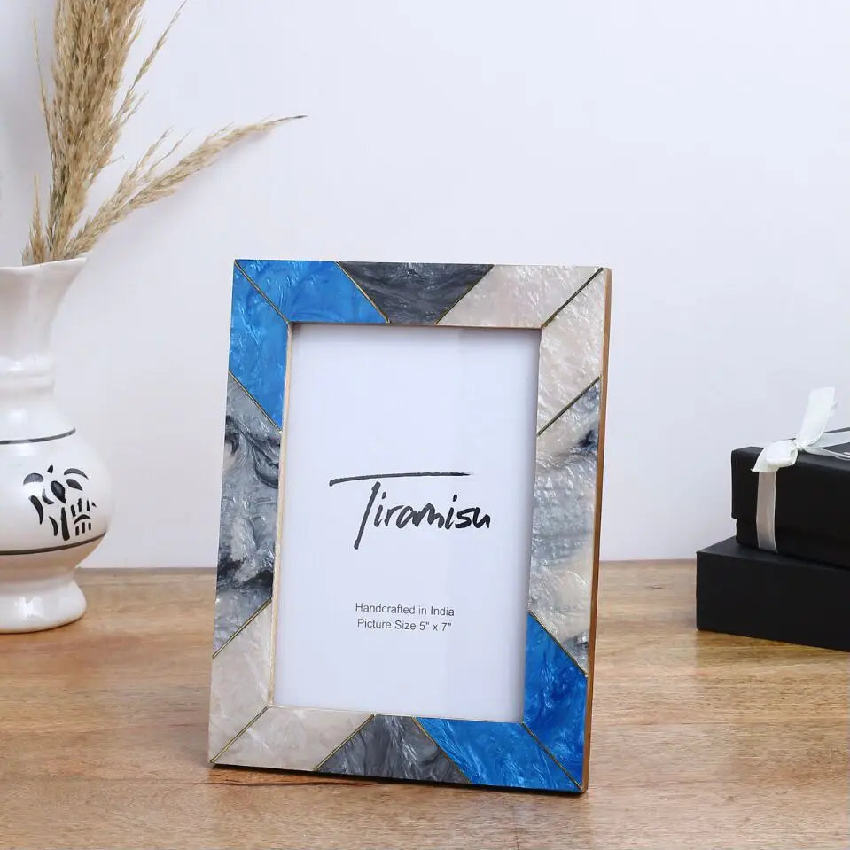 Blue & Ivory Resin Picture Frame