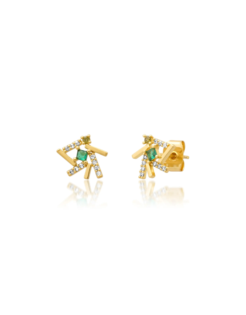 Emerald Stick Cluster Studs