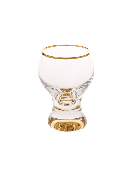 Liquor Glass Set With Gold Stem & Rim