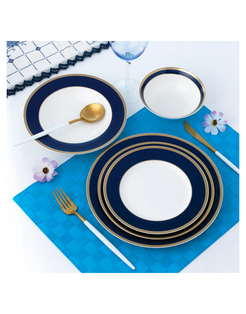 Gail Dark Blue 20pc Bone China Dinnerware Set