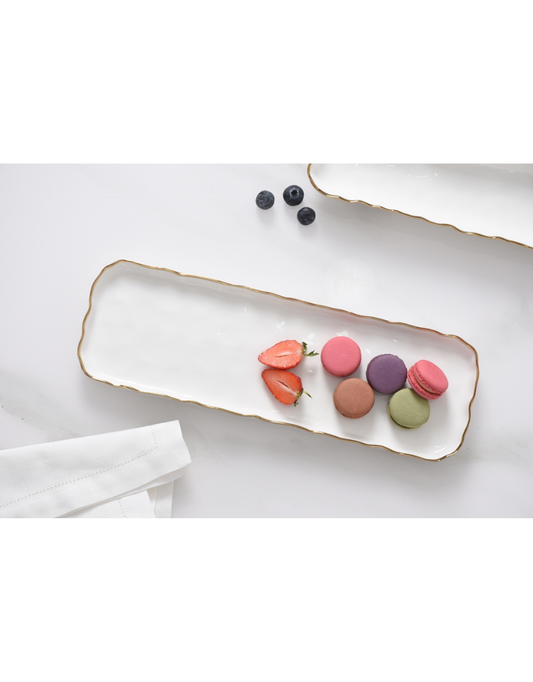 Small Rectangular Tray With Gold Trim