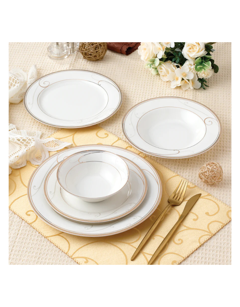 Golden Swirl 20pc Bone China Dinnerware Set