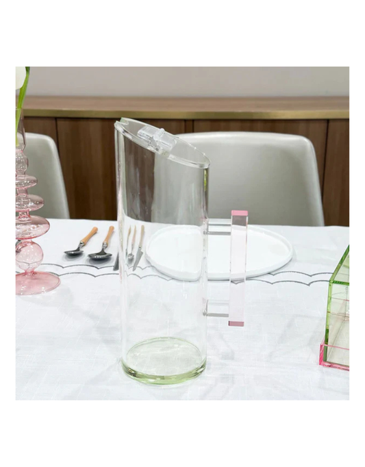 Green Lucite Pitcher with Pink Handle