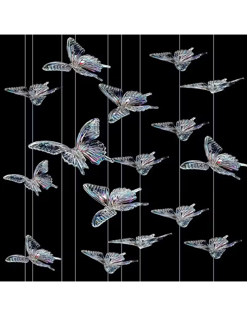Set of 2 Iridescent Acrylic Butterfly Hanging Decor