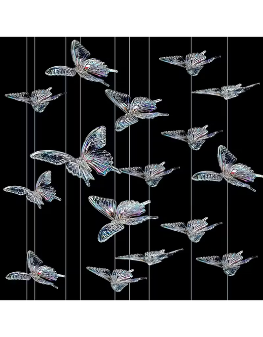 Set of 2 Iridescent Acrylic Butterfly Hanging Decor