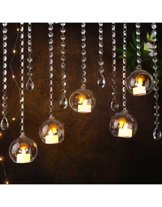 Set of 3 Glass Hanging Tea Light Spheres