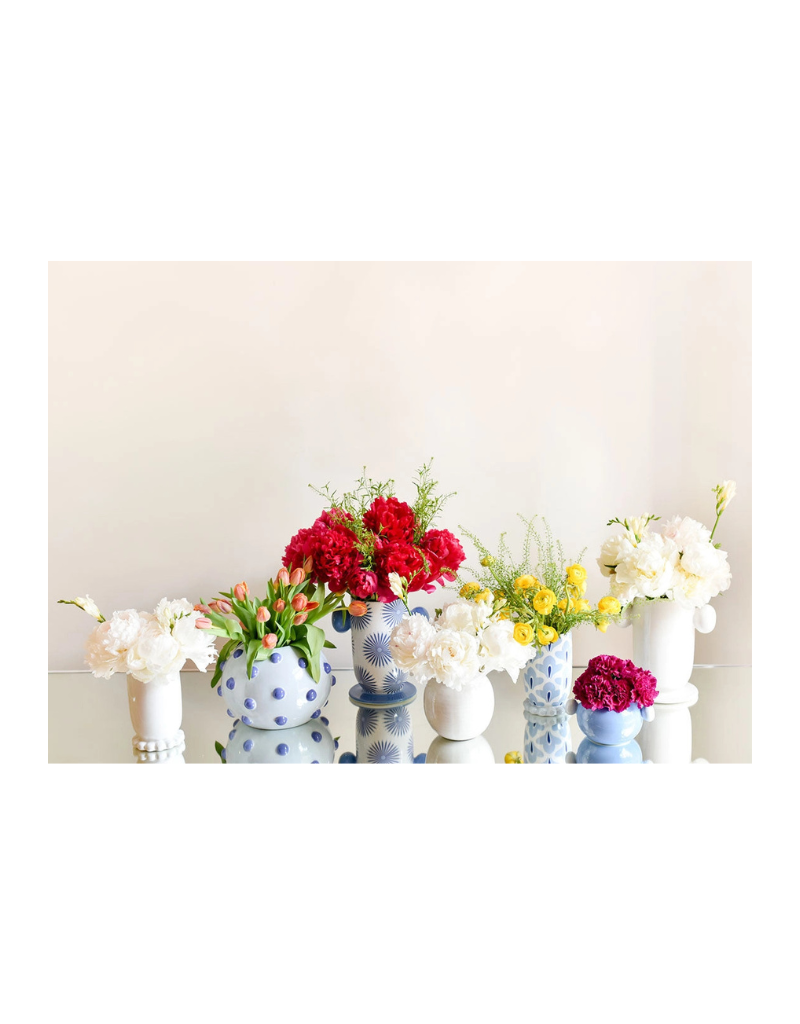 Iris Blue Large Round Vase with Decorative Knobs