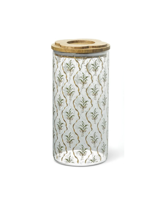 Glass Jar with Acacia Flower Lid