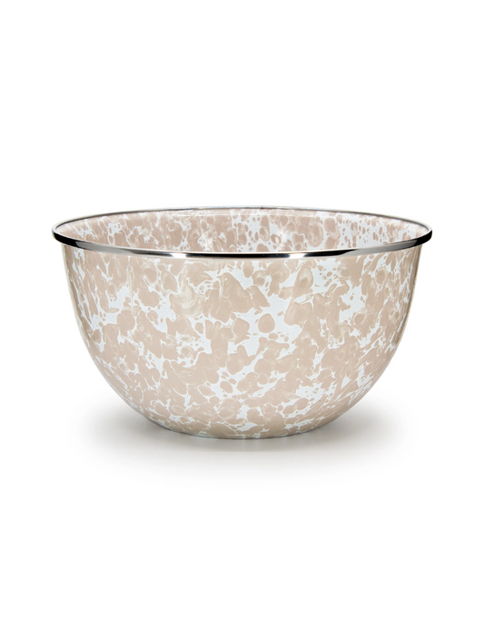 Enamelware Swirl Large Salad Bowl - Taupe Swirl