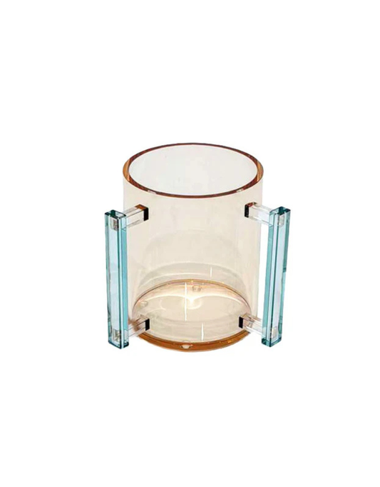 Amber Lucite Wash Cup with Teal Handles