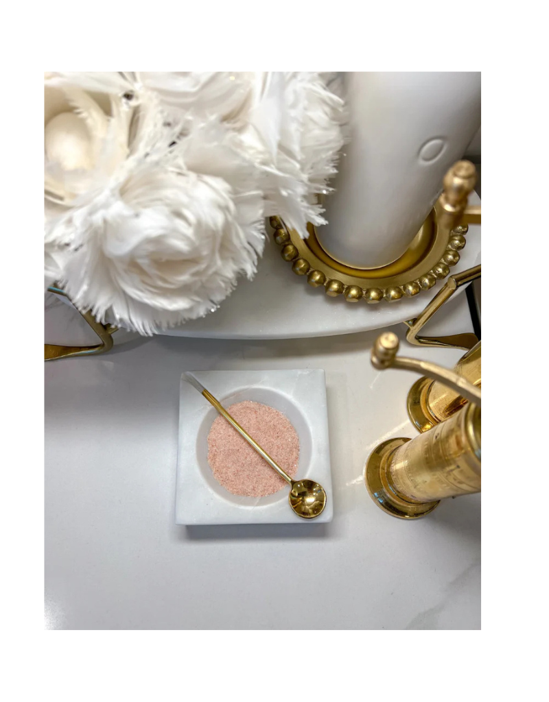 Marble Salt Dish with Gold Spoon