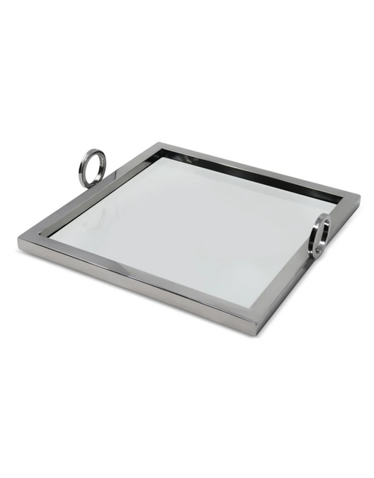 Square Silver Mirror Tray