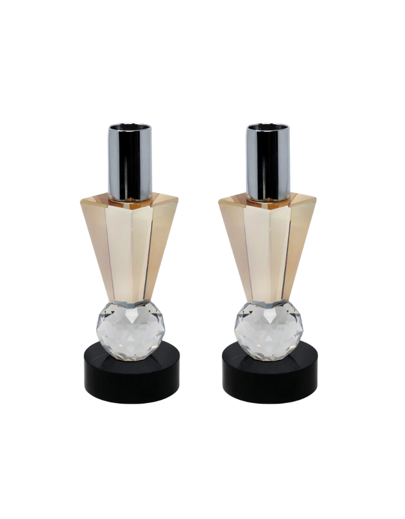 Set of 2 Multicolored Crystal Candle Holder