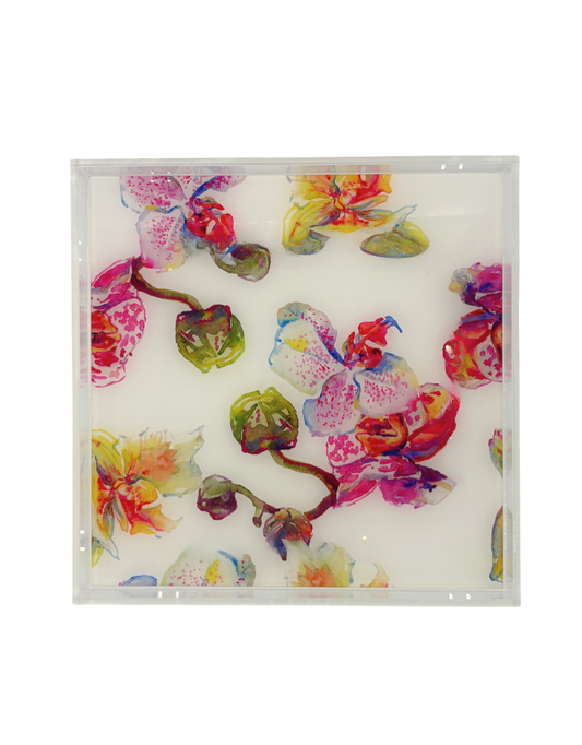 12x12 Acrylic Tray Watercolor Orchid