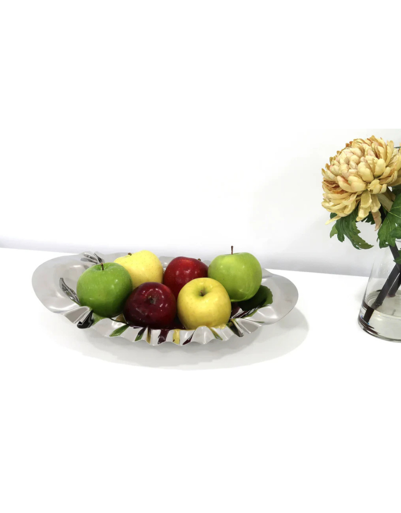 Oval Stainless Steel Ruffle Edge Bowl