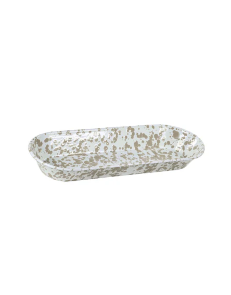 Enamelware Swirl Oval Basket - Taupe Swirl