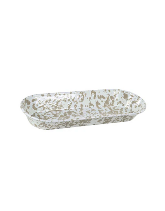 Enamelware Swirl Oval Basket - Taupe Swirl
