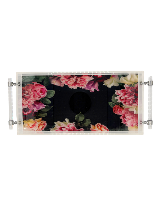 8x16 Acrylic Tray with Handles - Midnight Peony