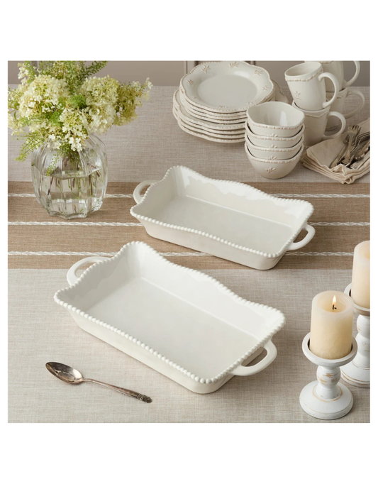 Perlette Cream Rectangular Baker