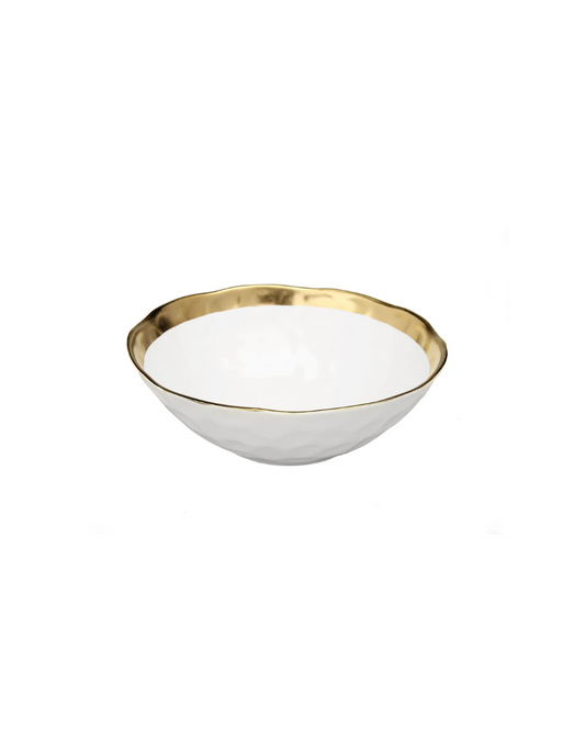 White Porcelain Bowl with Gold Rim