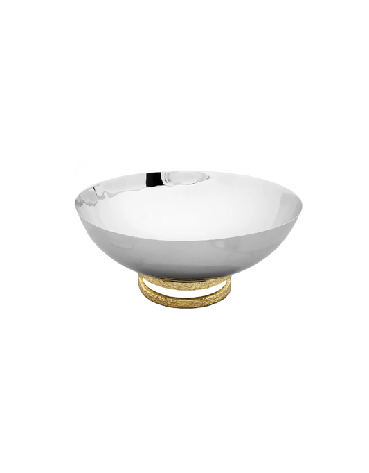 Stainless Steel Bowl with Gold Loop Base