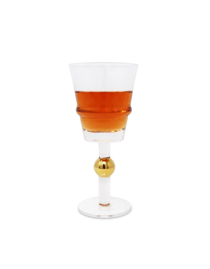 Set Of 6 Glasses With Gold Ball Design