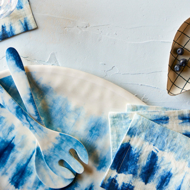 Coastal Shibori Large Melamine Oval Platter