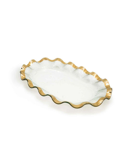 Large Shallow Oval Ruffle Bowl