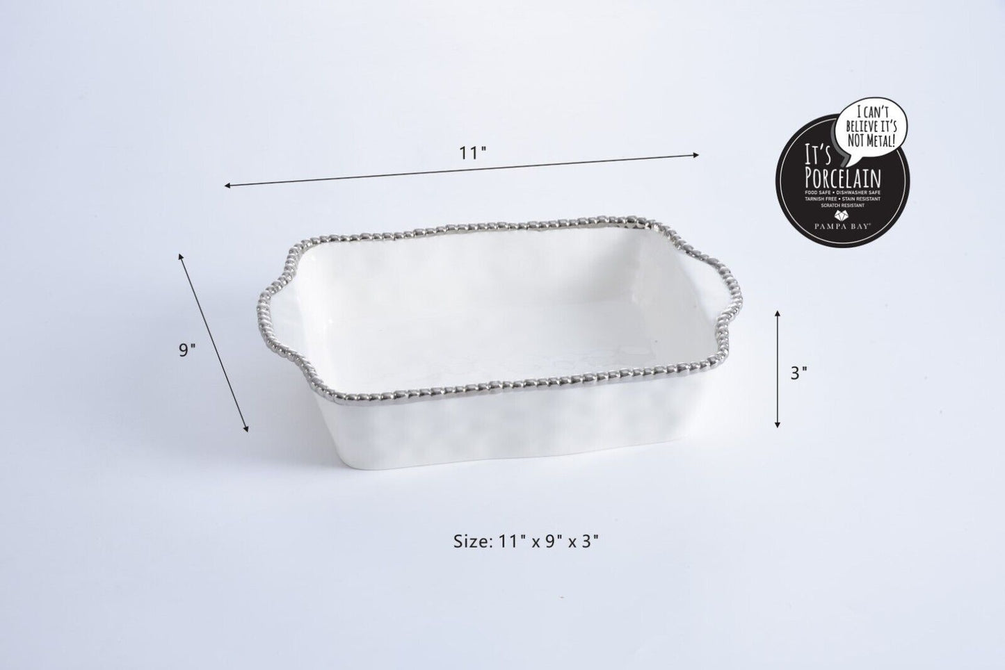Rectangular Silver Edged Baking Dish