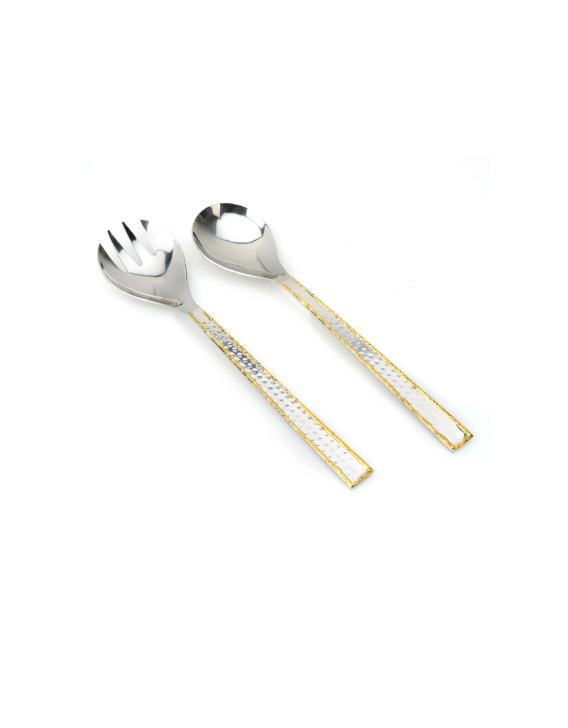 Set of Salad Servers with Silver/Gold Combo