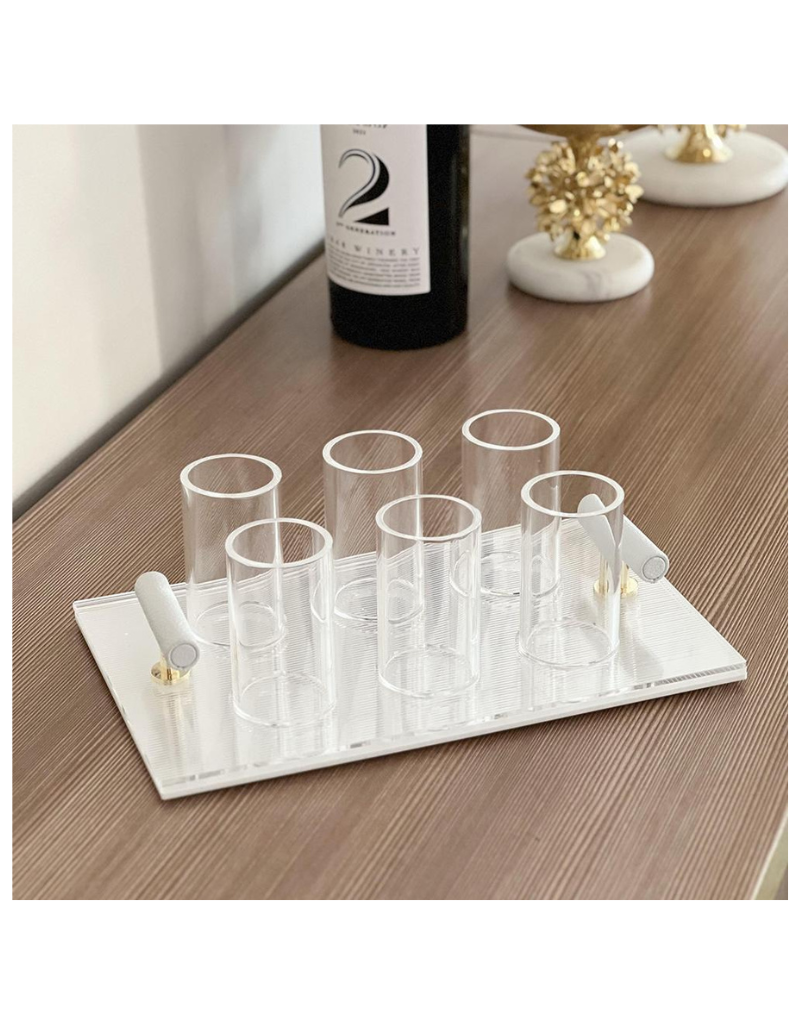 Corrugated Lucite Shot Glasses & Tray