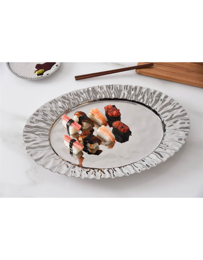Large Pleated Silver Platter