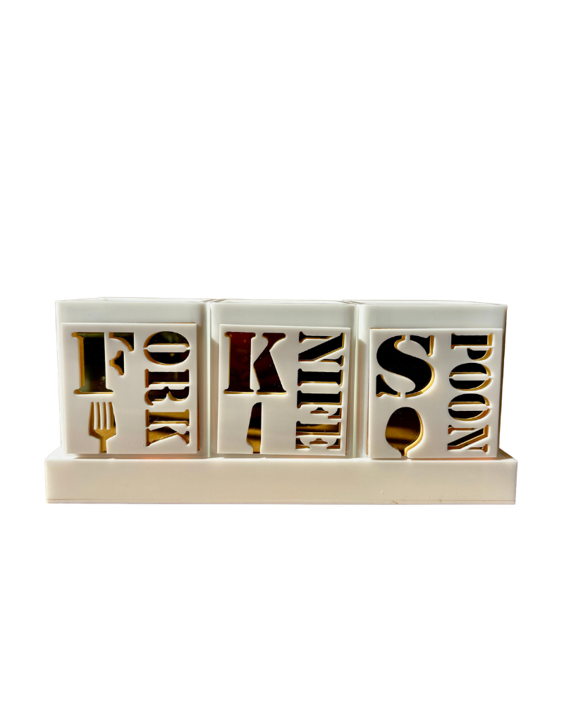 White Acrylic Silverware Caddy Sets