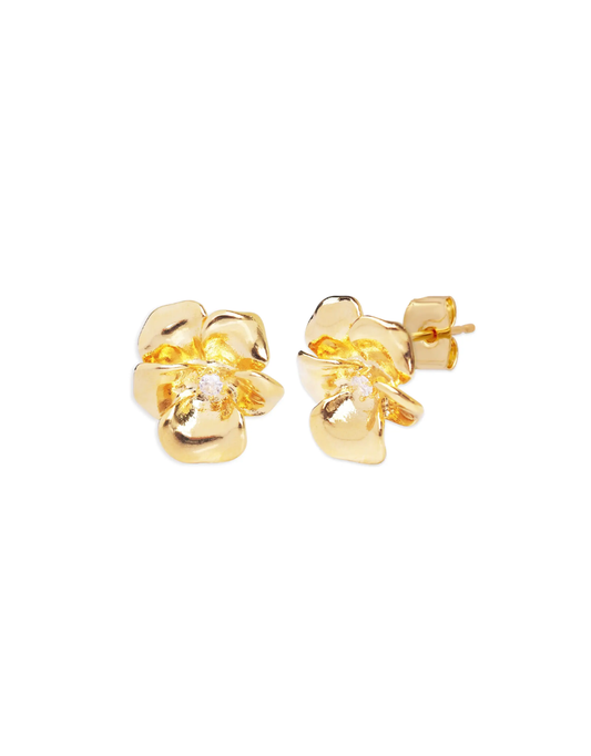 Simple Gold Metal Flower Post Earring