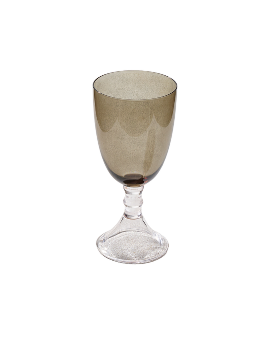 Vikko Iris Smoked Glass Goblets with Clear Stem 18 Oz