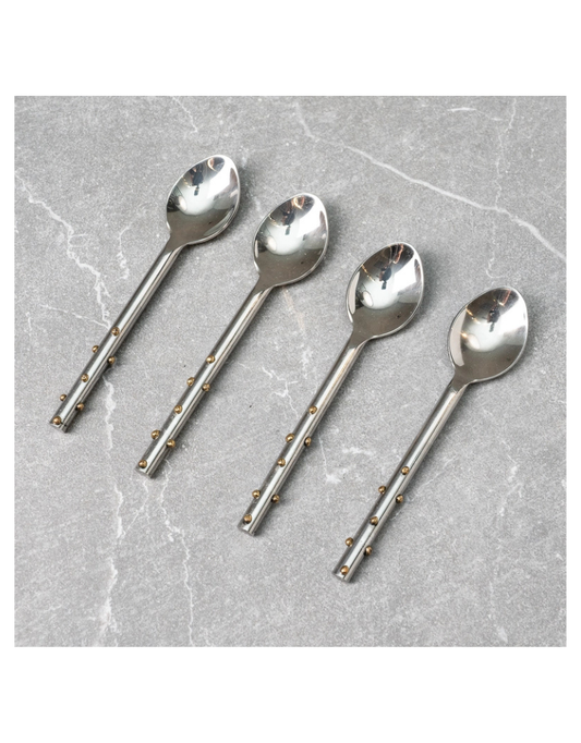 Stainless Steel Spoon with Gold White Dots
